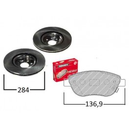 FDB1919K SERIE PATTINI ANTERIORI + DISCHI FRENO OPEL CORSA D 1.3CDTI 90CV * DISCO 284mm