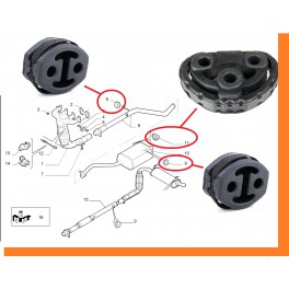 3X SUPPORTO TERMINALE MARMITTA RINFORZATO FIAT 500 (312) PANDA 169 DAL 2003-