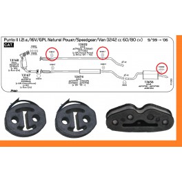 3X SUPPORTO TERMINALE MARMITTA RINFORZATO FIAT PUNTO188